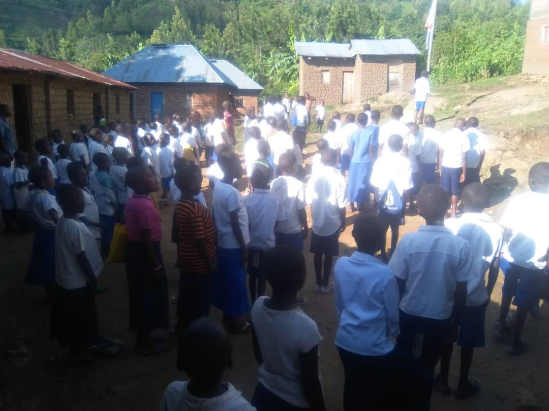 Students gathered outside in Bukavu